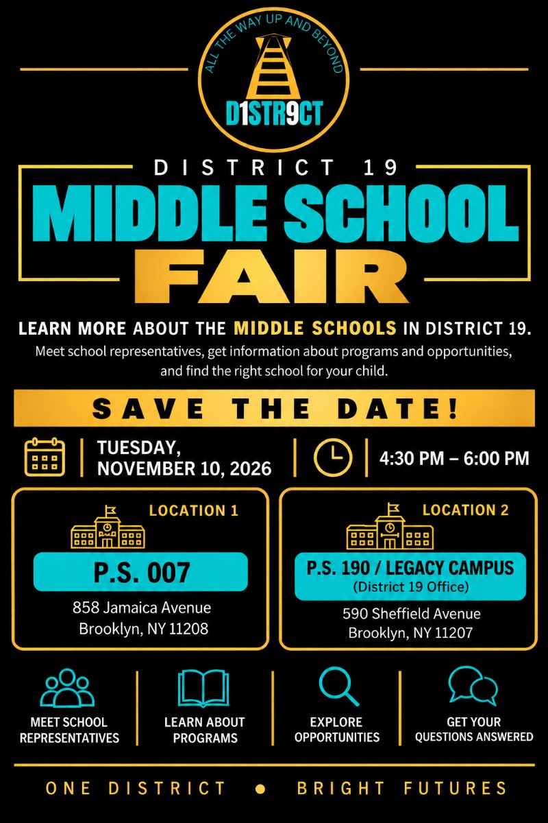 Poster promoting middle school fair event